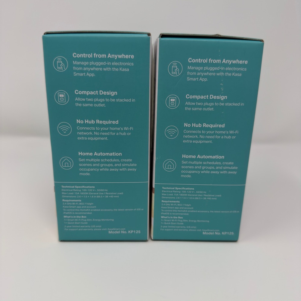 2pk TP-Link Kasa Smart Wi-Fi Plug Slim Energy Monitoring HomeKit Alexa KP125 - Picture 4 of 6